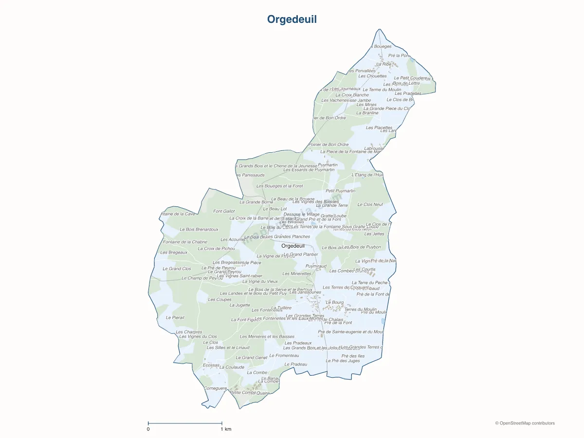 Carte de Orgedeuil à personnaliser