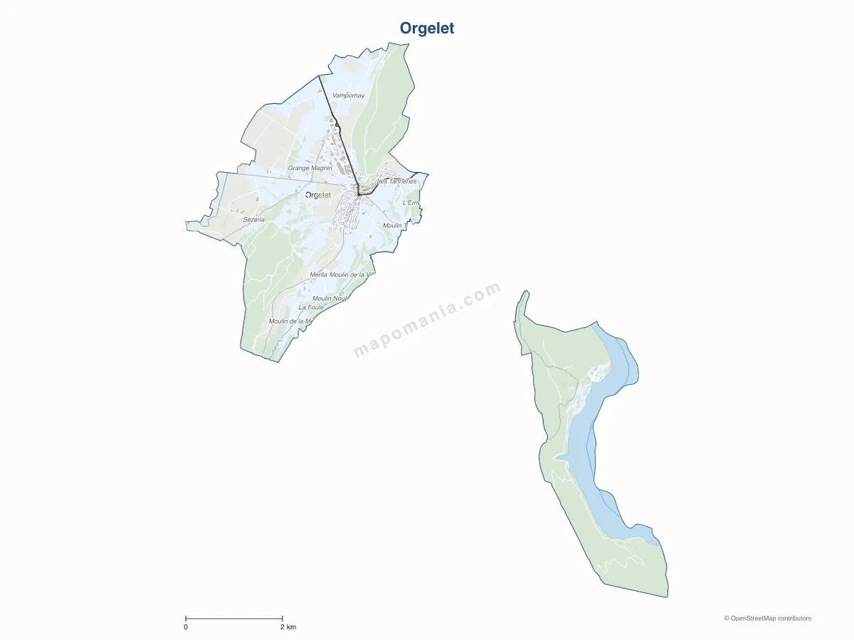 Carte de Orgelet à personnaliser