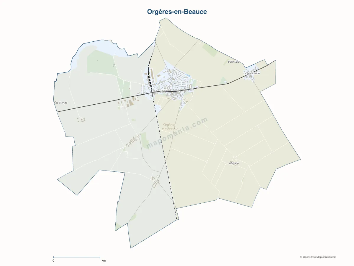 Carte de Orgères-en-Beauce à personnaliser