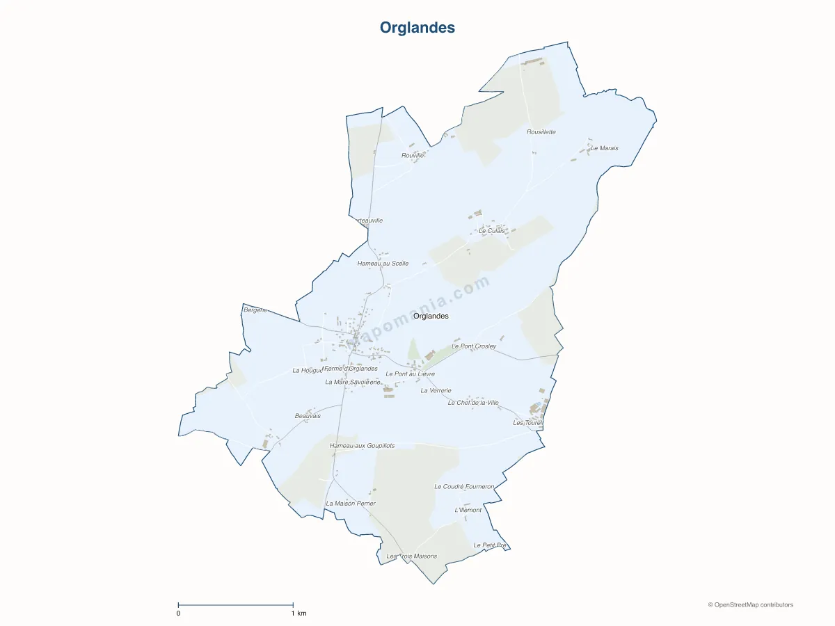 Carte de Orglandes à personnaliser