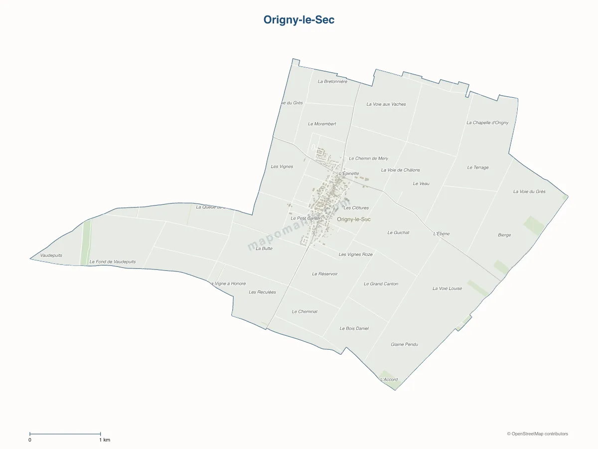 Carte de Origny-le-Sec à personnaliser