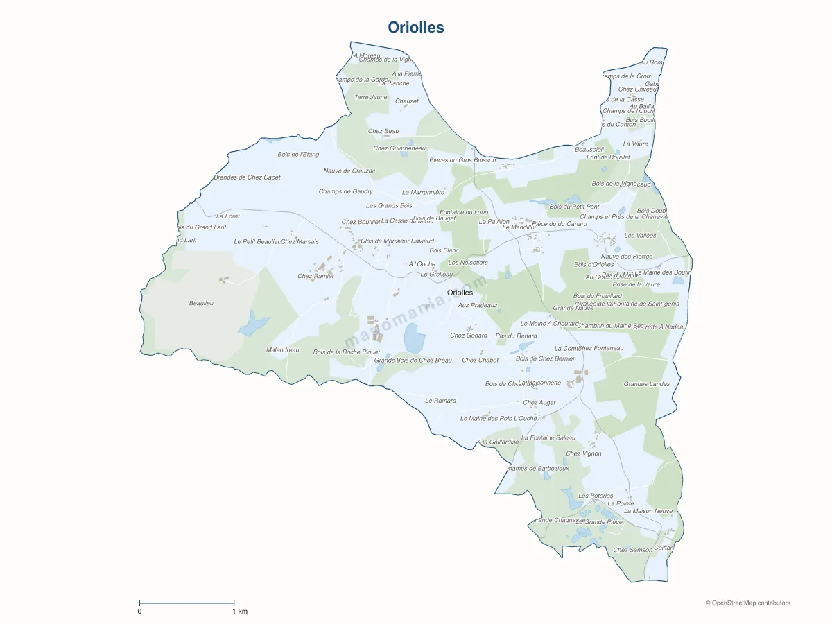 Carte de Oriolles à personnaliser