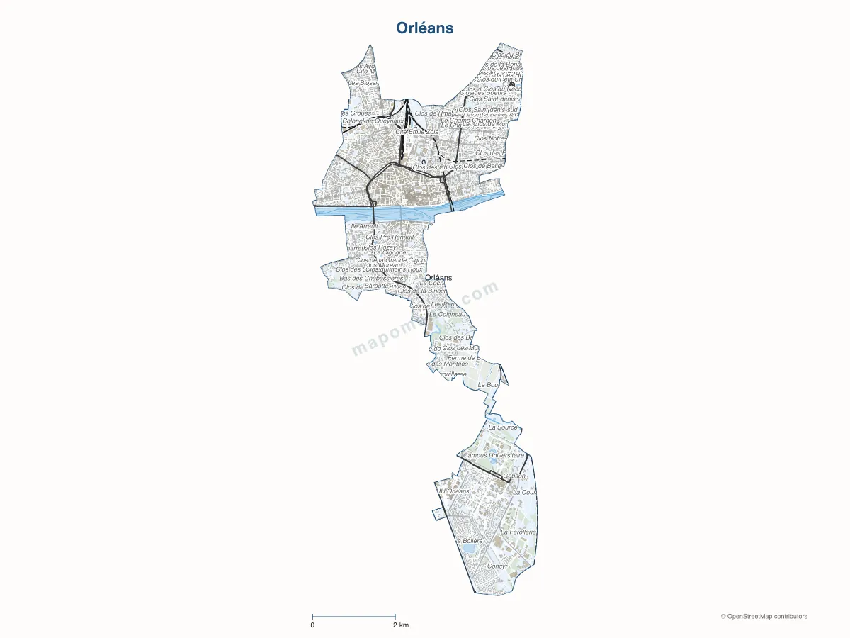 Carte de Orléans à personnaliser