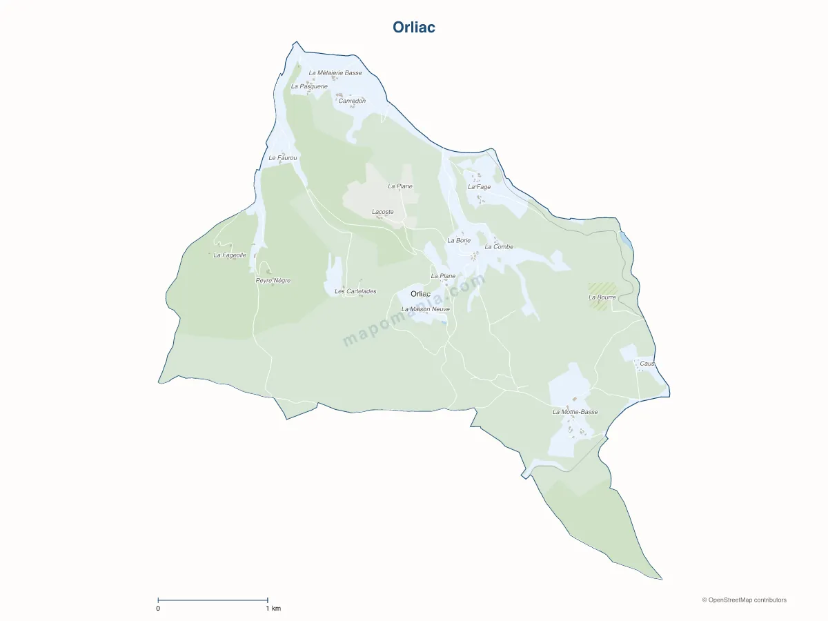 Carte de Orliac à personnaliser