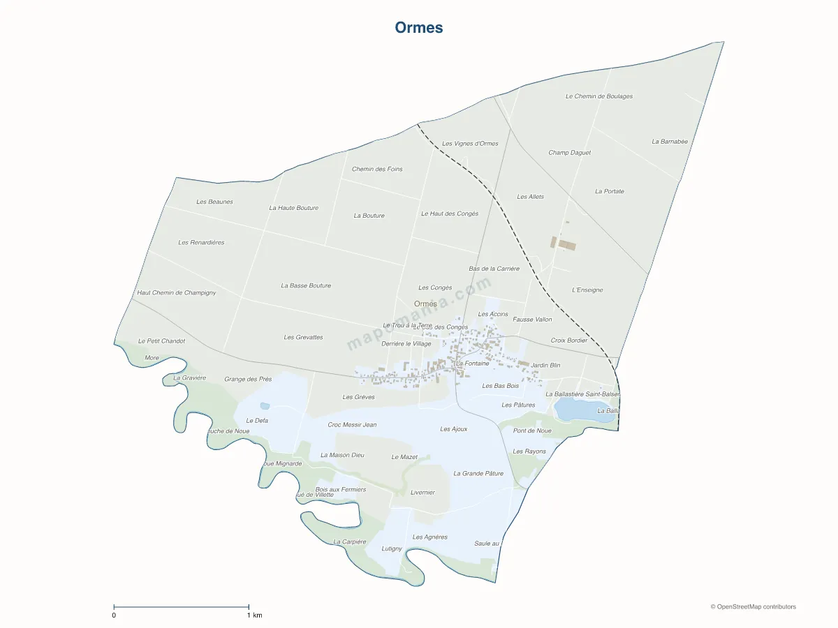 Carte de Ormes à personnaliser