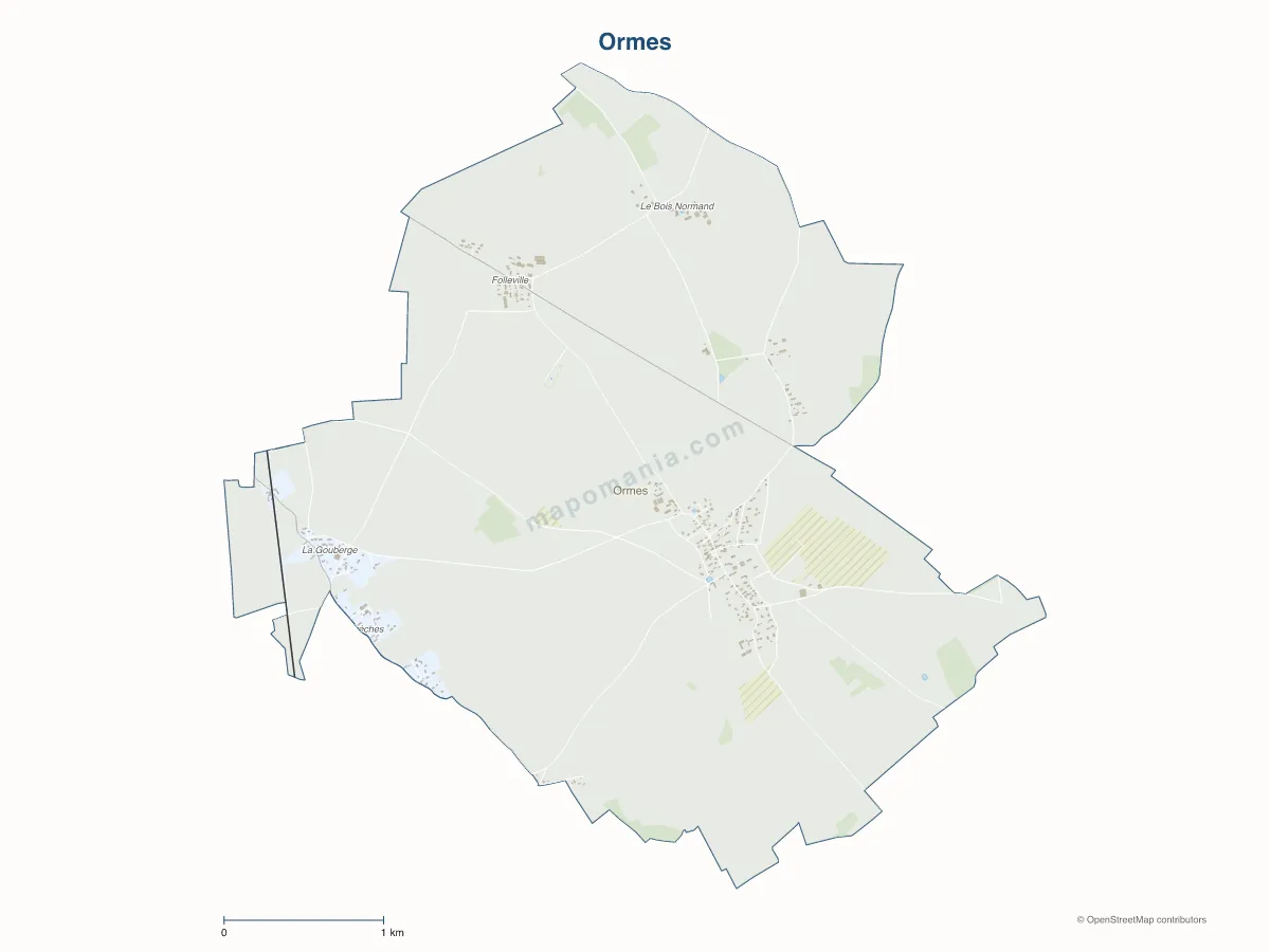 Carte de Ormes à personnaliser