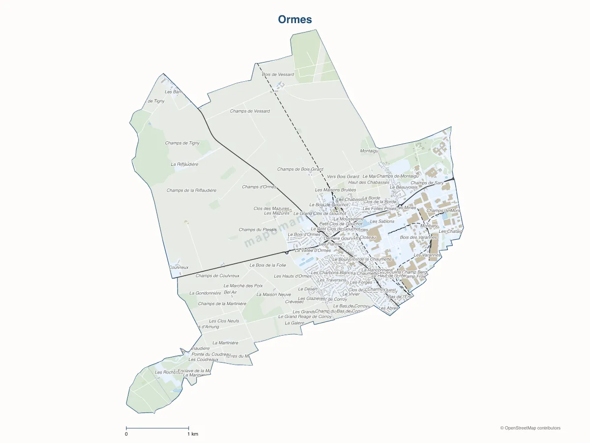 Carte de Ormes à personnaliser