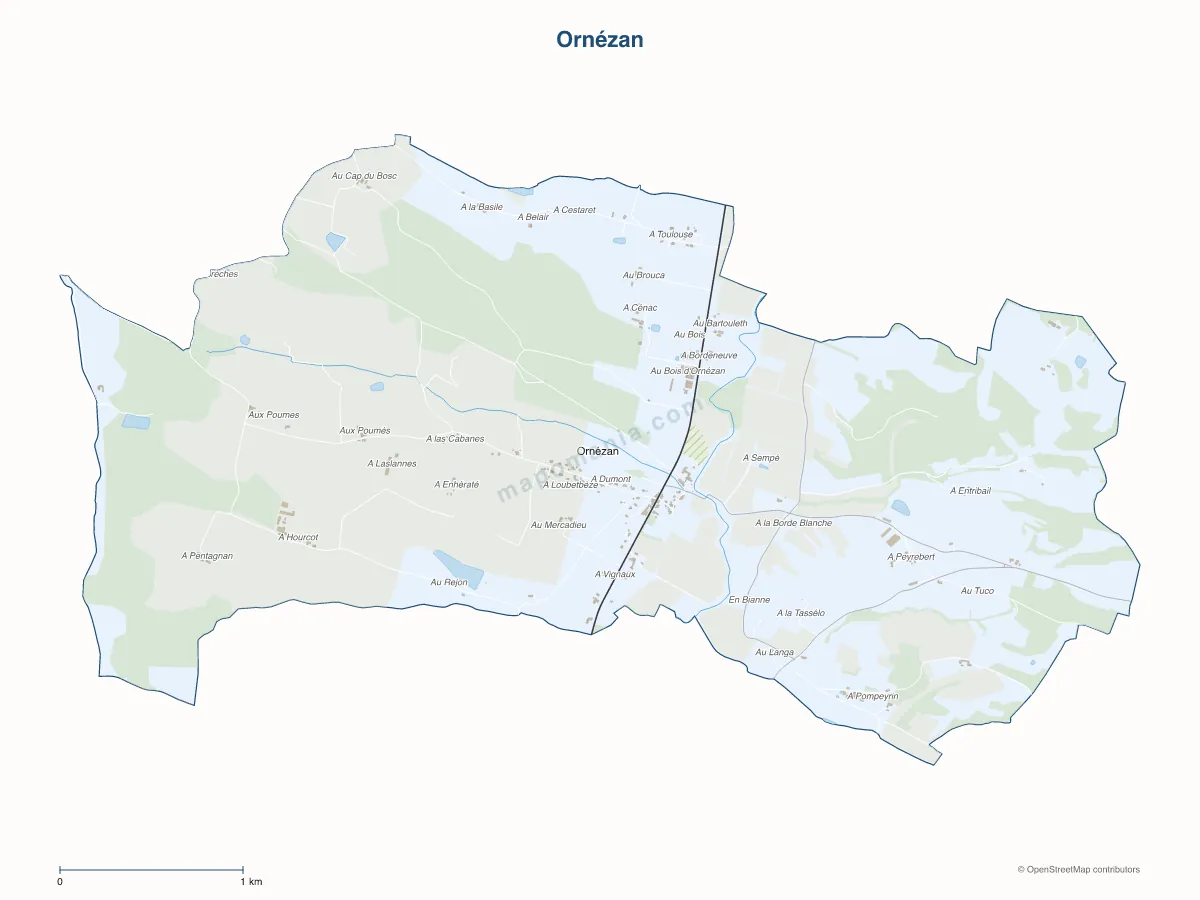 Carte de Ornézan à personnaliser