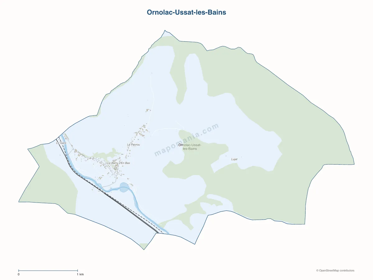 Carte de Ornolac-Ussat-les-Bains à personnaliser