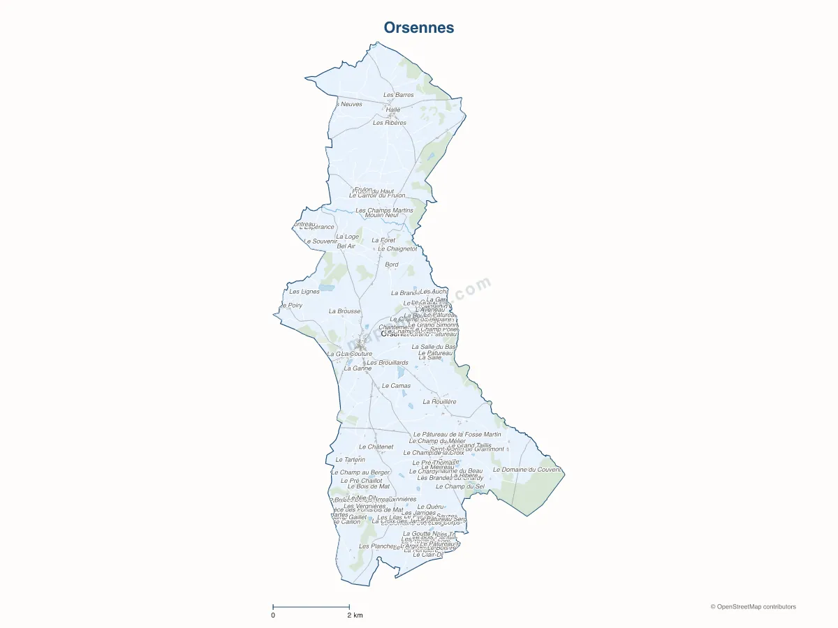 Carte de Orsennes à personnaliser