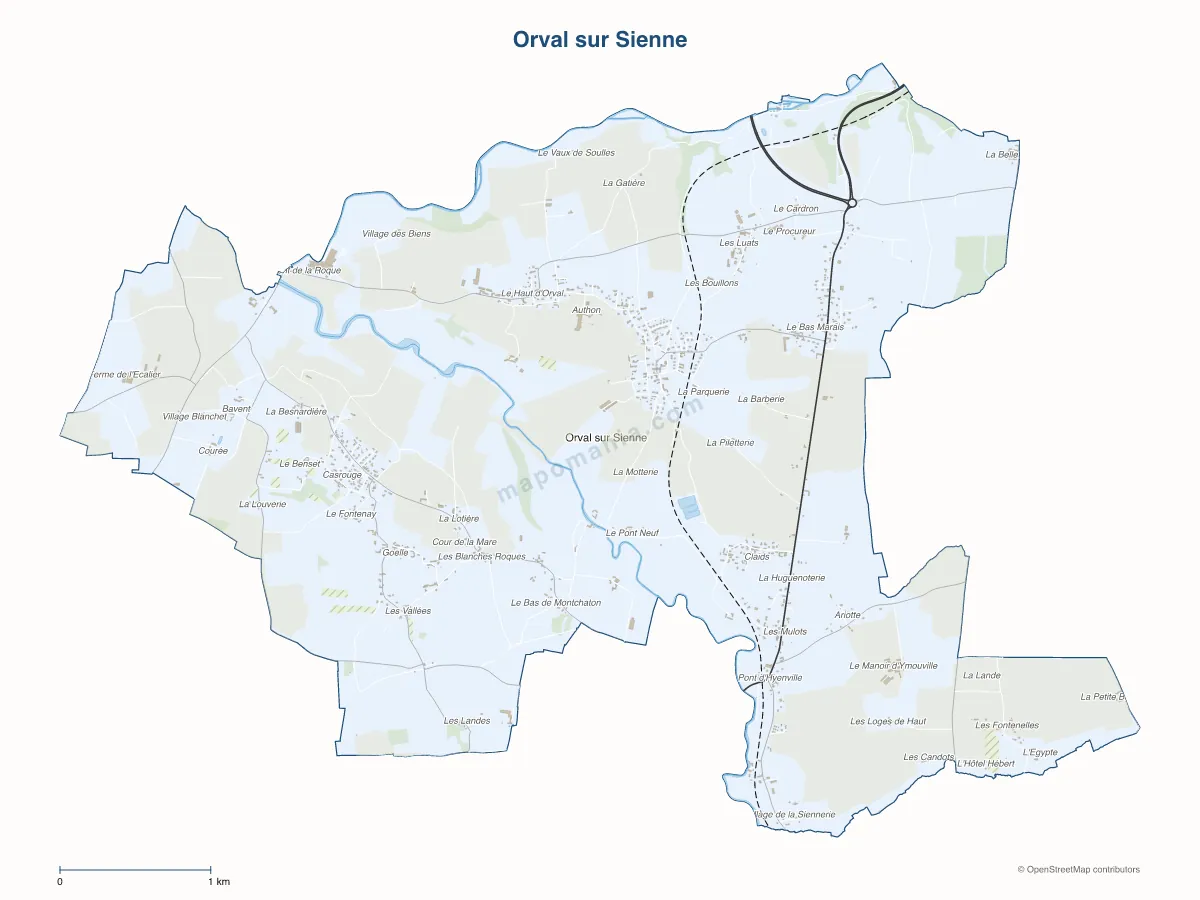 Carte de Orval sur Sienne à personnaliser