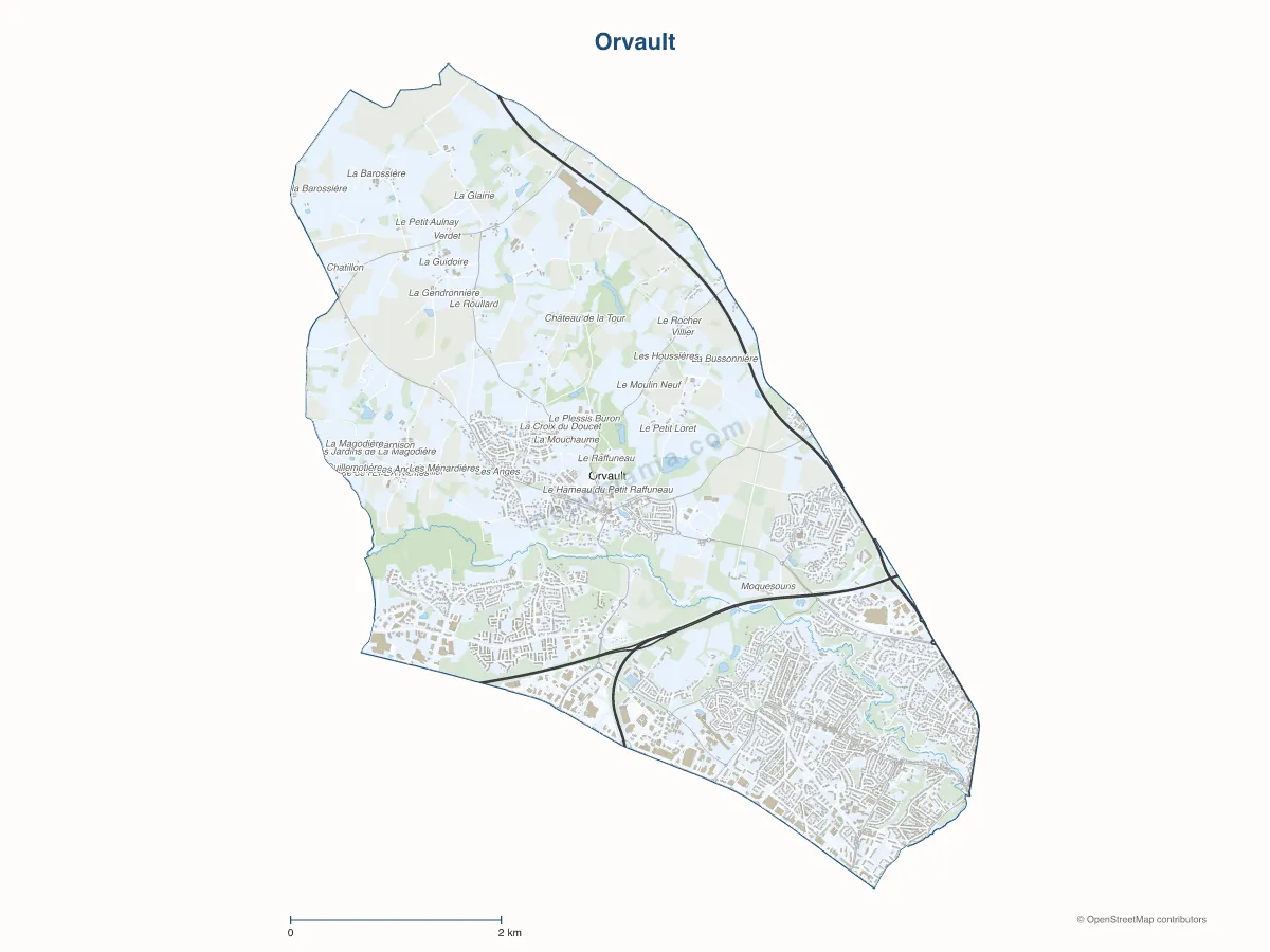 Carte de Orvault à personnaliser