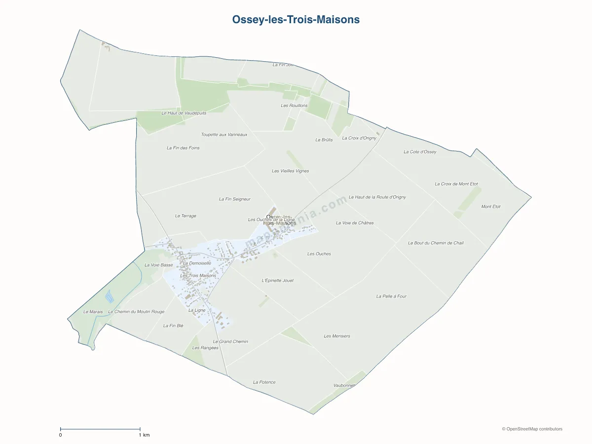 Carte de Ossey-les-Trois-Maisons à personnaliser