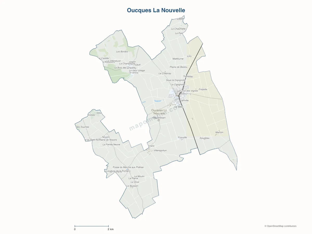 Carte de Oucques La Nouvelle à personnaliser