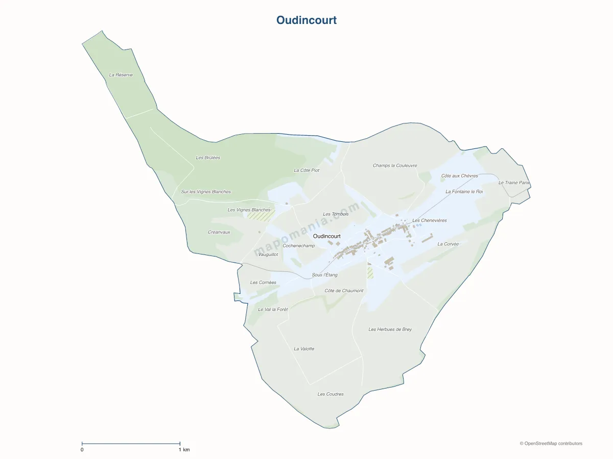 Carte de Oudincourt à personnaliser