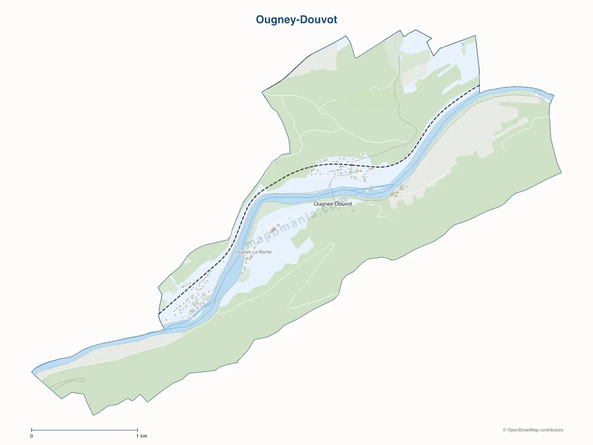 Carte de Ougney-Douvot à personnaliser