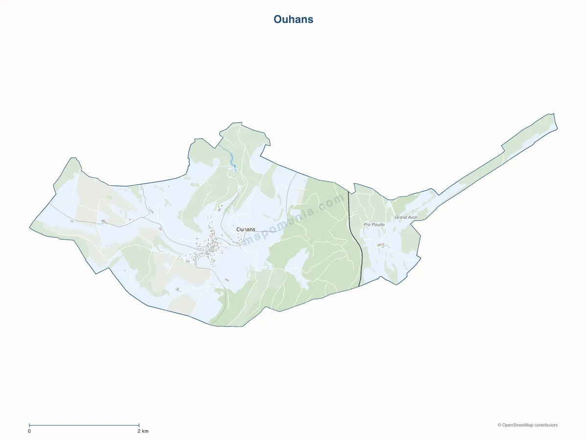 Carte de Ouhans à personnaliser