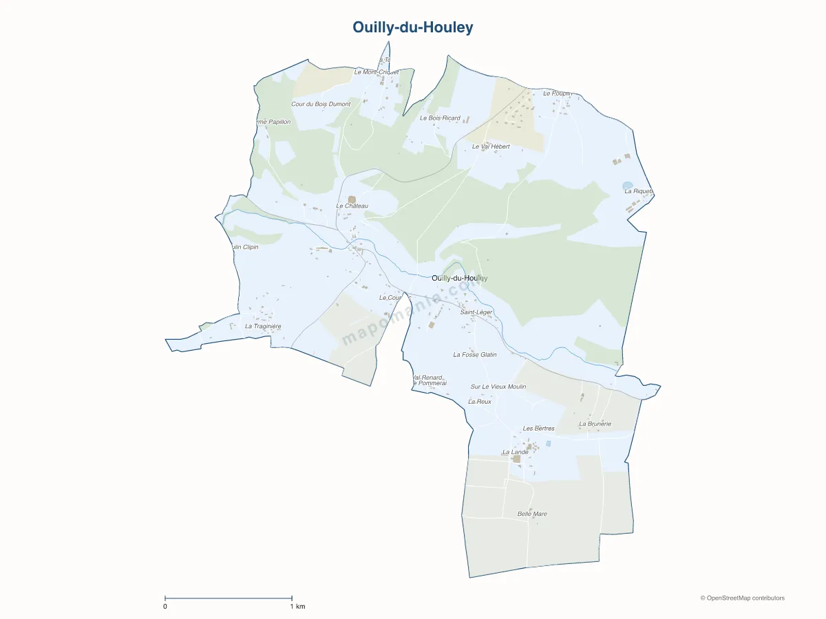 Carte de Ouilly-du-Houley à personnaliser