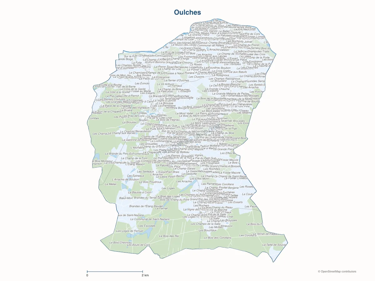 Carte de Oulches à personnaliser