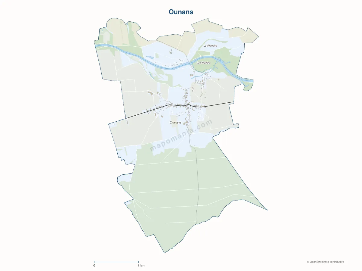 Carte de Ounans à personnaliser