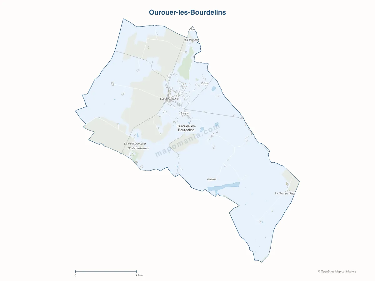 Carte de Ourouer-les-Bourdelins à personnaliser