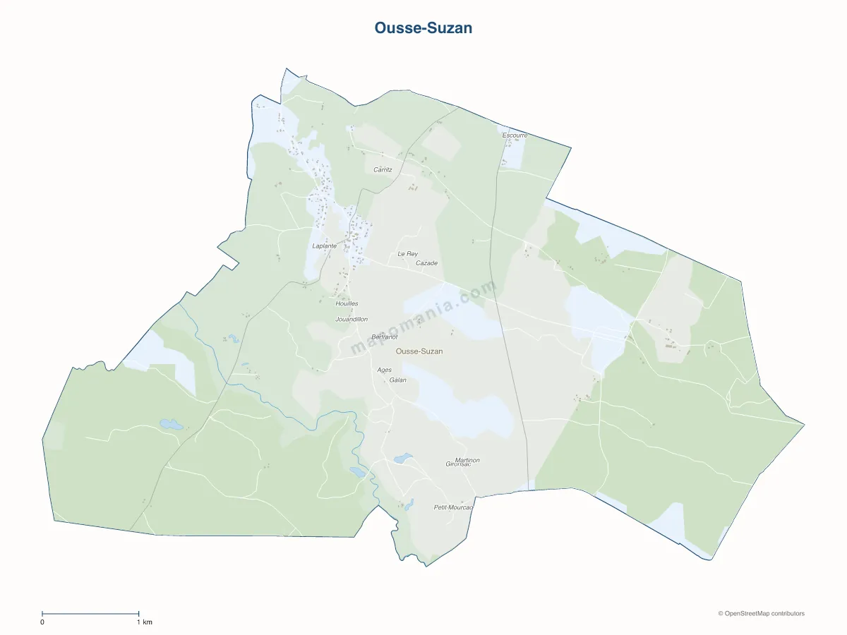 Carte de Ousse-Suzan à personnaliser