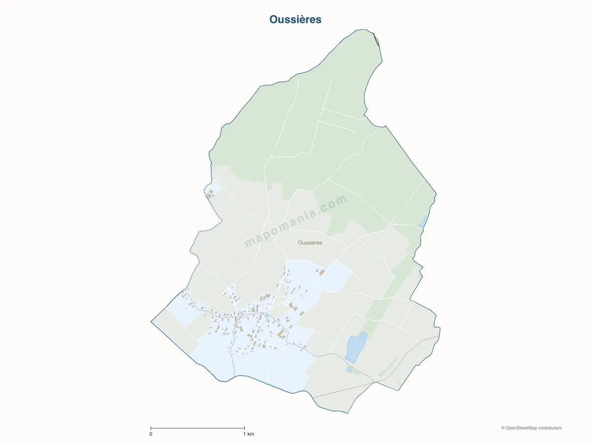 Carte de Oussières à personnaliser