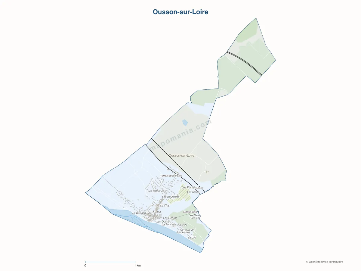 Carte de Ousson-sur-Loire à personnaliser