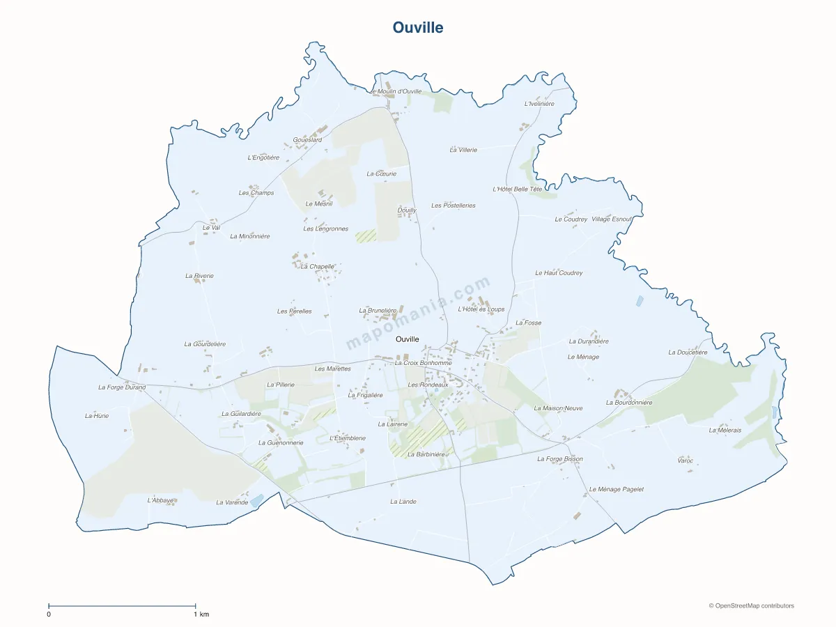 Carte de Ouville à personnaliser