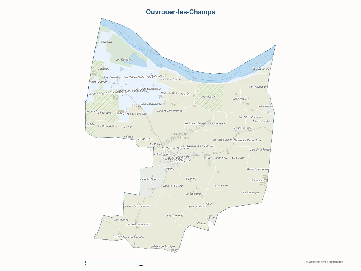 Carte de Ouvrouer-les-Champs à personnaliser