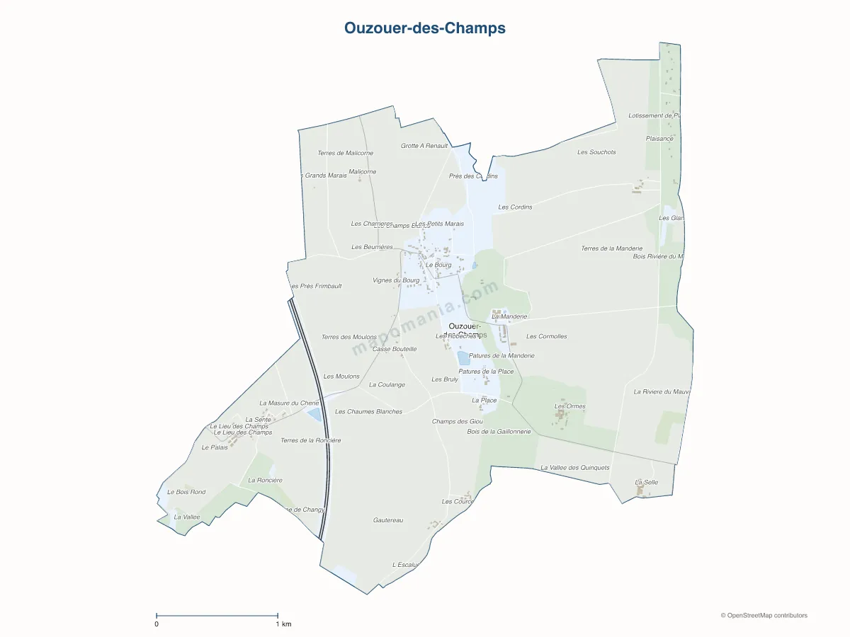 Carte de Ouzouer-des-Champs à personnaliser
