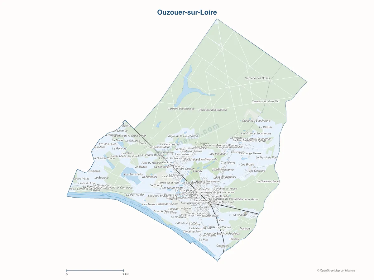 Carte de Ouzouer-sur-Loire à personnaliser