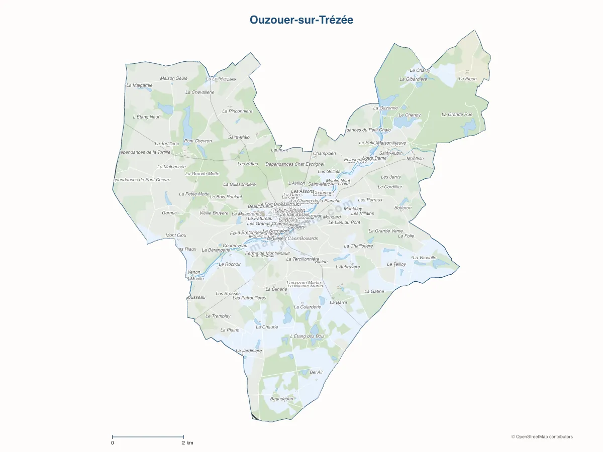 Carte de Ouzouer-sur-Trézée à personnaliser