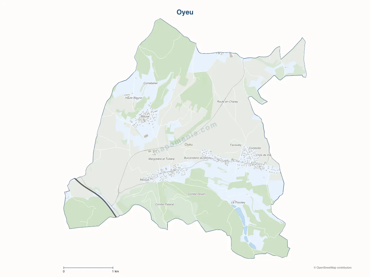Carte de Oyeu à personnaliser
