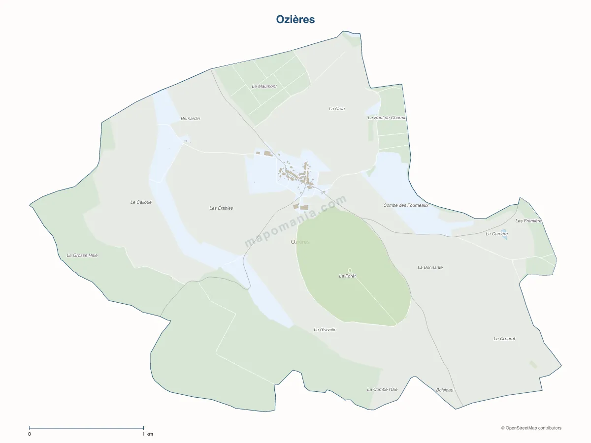 Carte de Ozières à personnaliser
