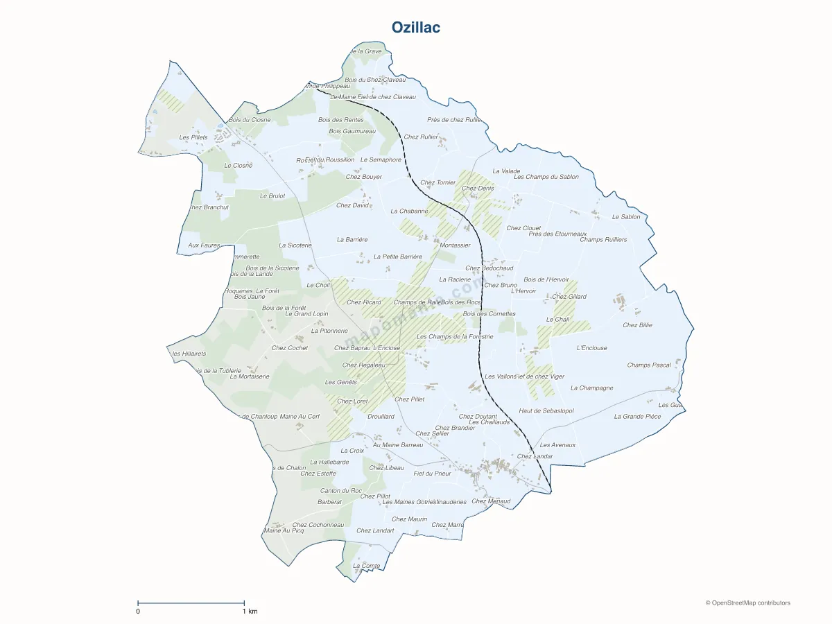 Carte de Ozillac à personnaliser
