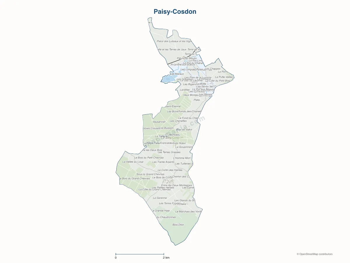 Carte de Paisy-Cosdon à personnaliser