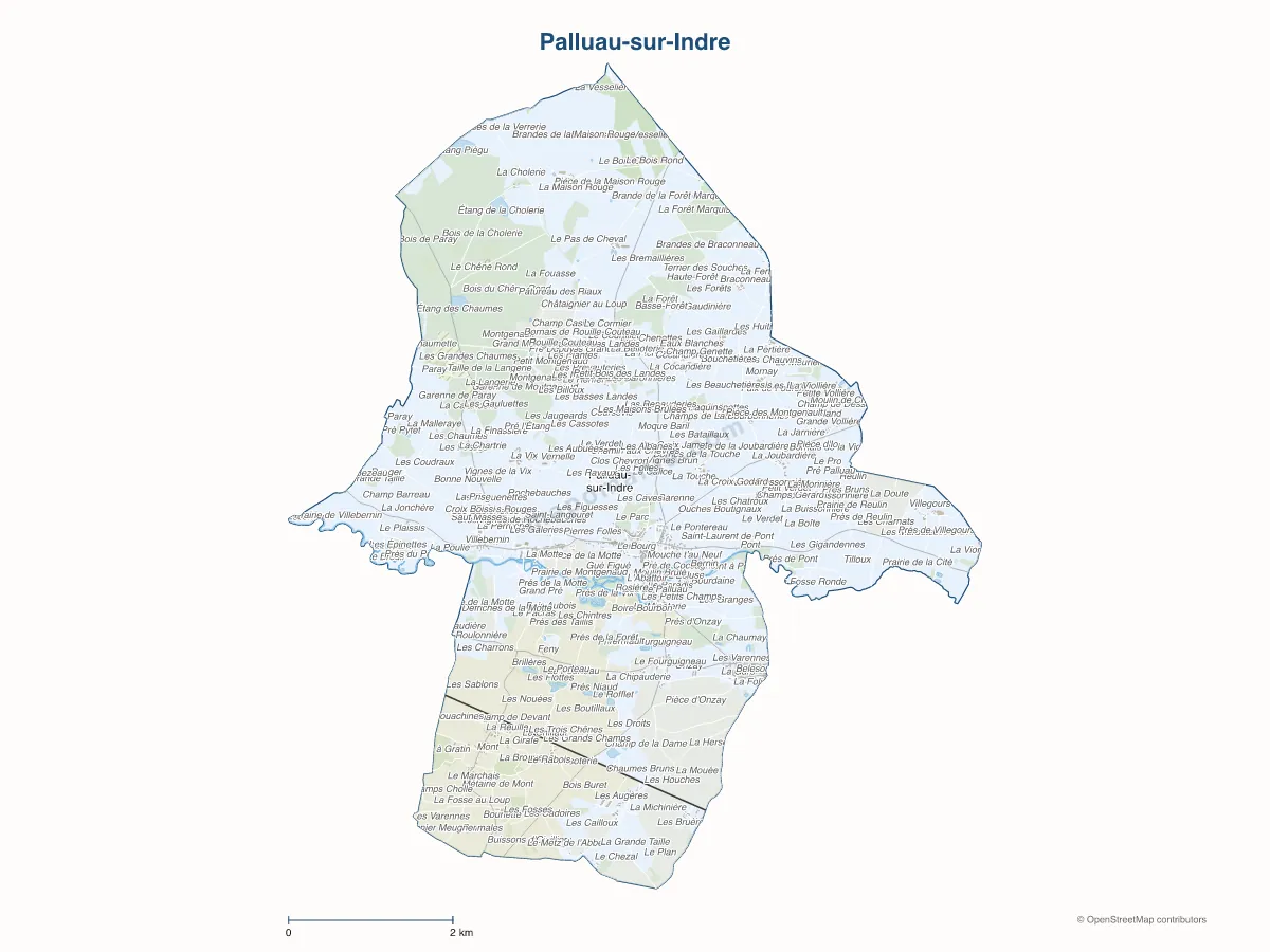 Carte de Palluau-sur-Indre à personnaliser