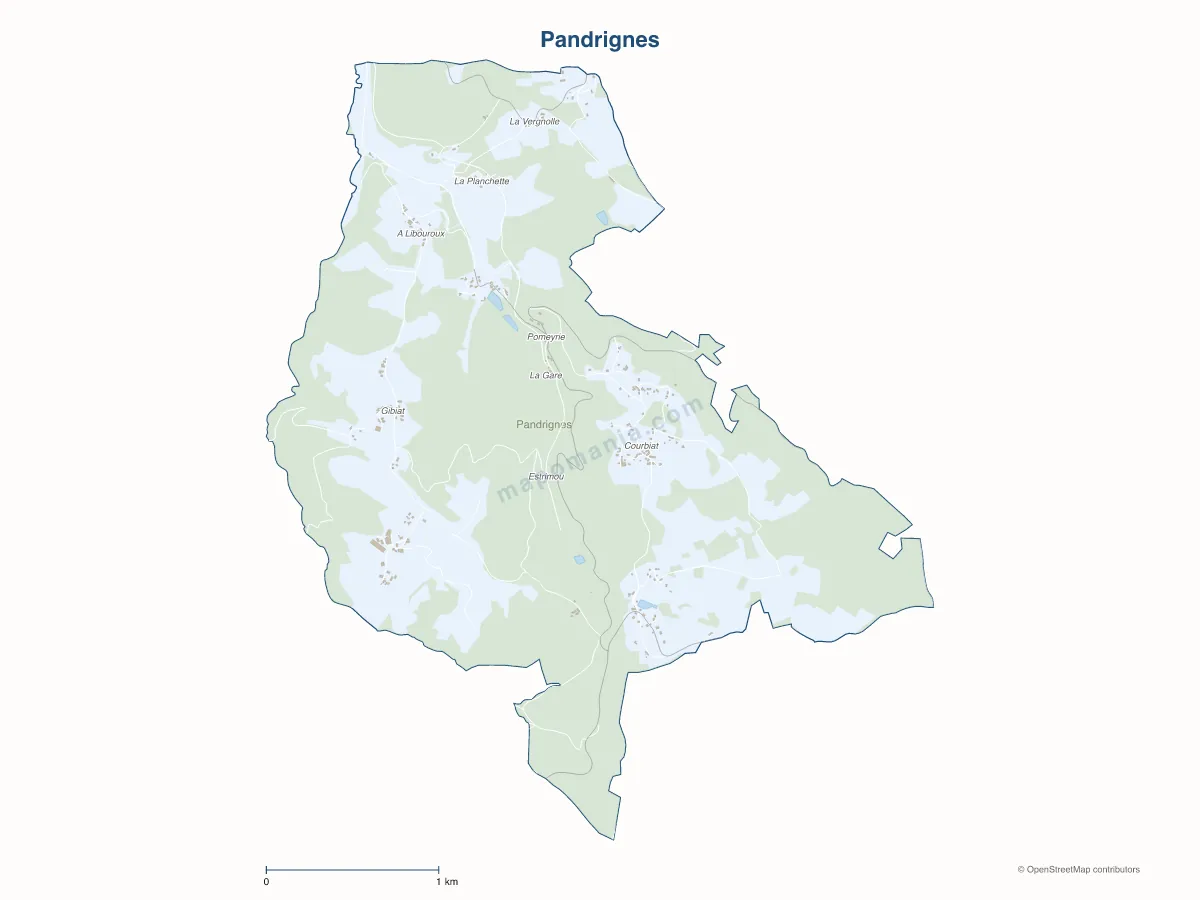 Carte de Pandrignes à personnaliser