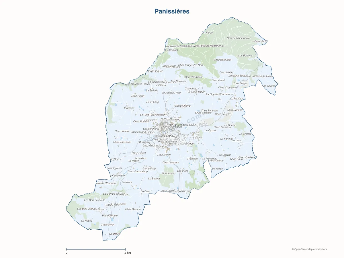 Carte de Panissières à personnaliser