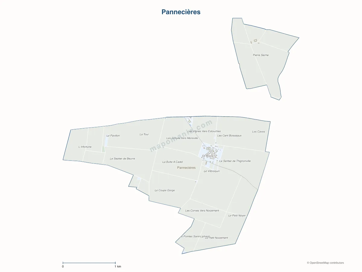 Carte de Pannecières à personnaliser