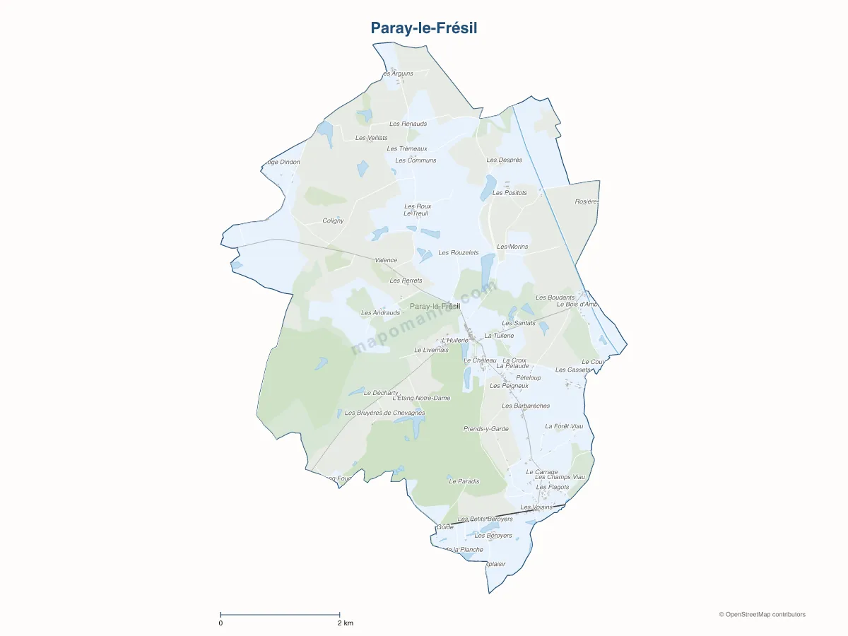 Carte de Paray-le-Frésil à personnaliser