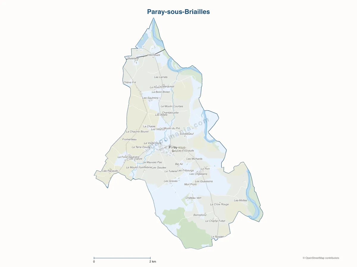 Carte de Paray-sous-Briailles à personnaliser