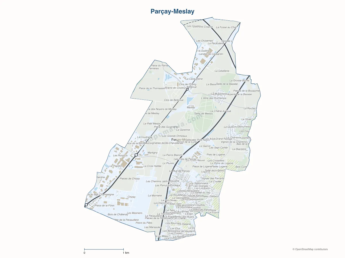 Carte de Parçay-Meslay à personnaliser