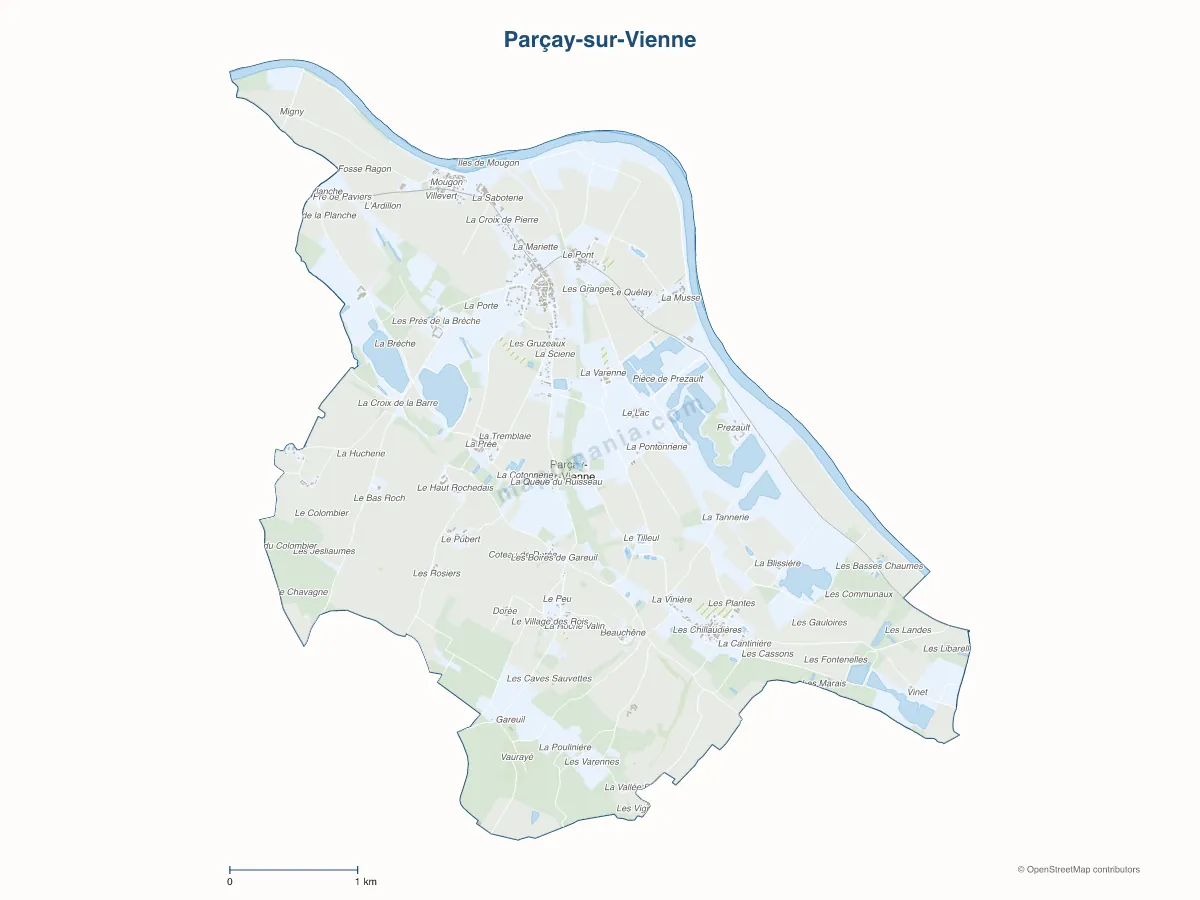 Carte de Parçay-sur-Vienne à personnaliser