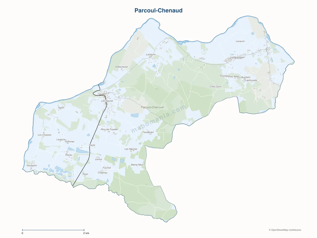 Carte de Parcoul-Chenaud à personnaliser