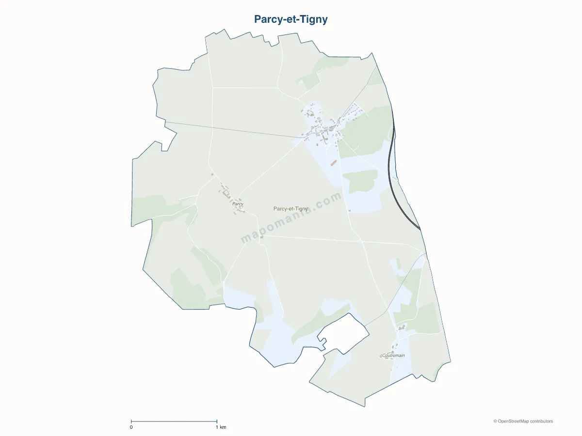 Carte de Parcy-et-Tigny à personnaliser