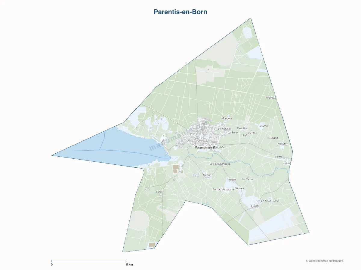 Carte de Parentis-en-Born à personnaliser