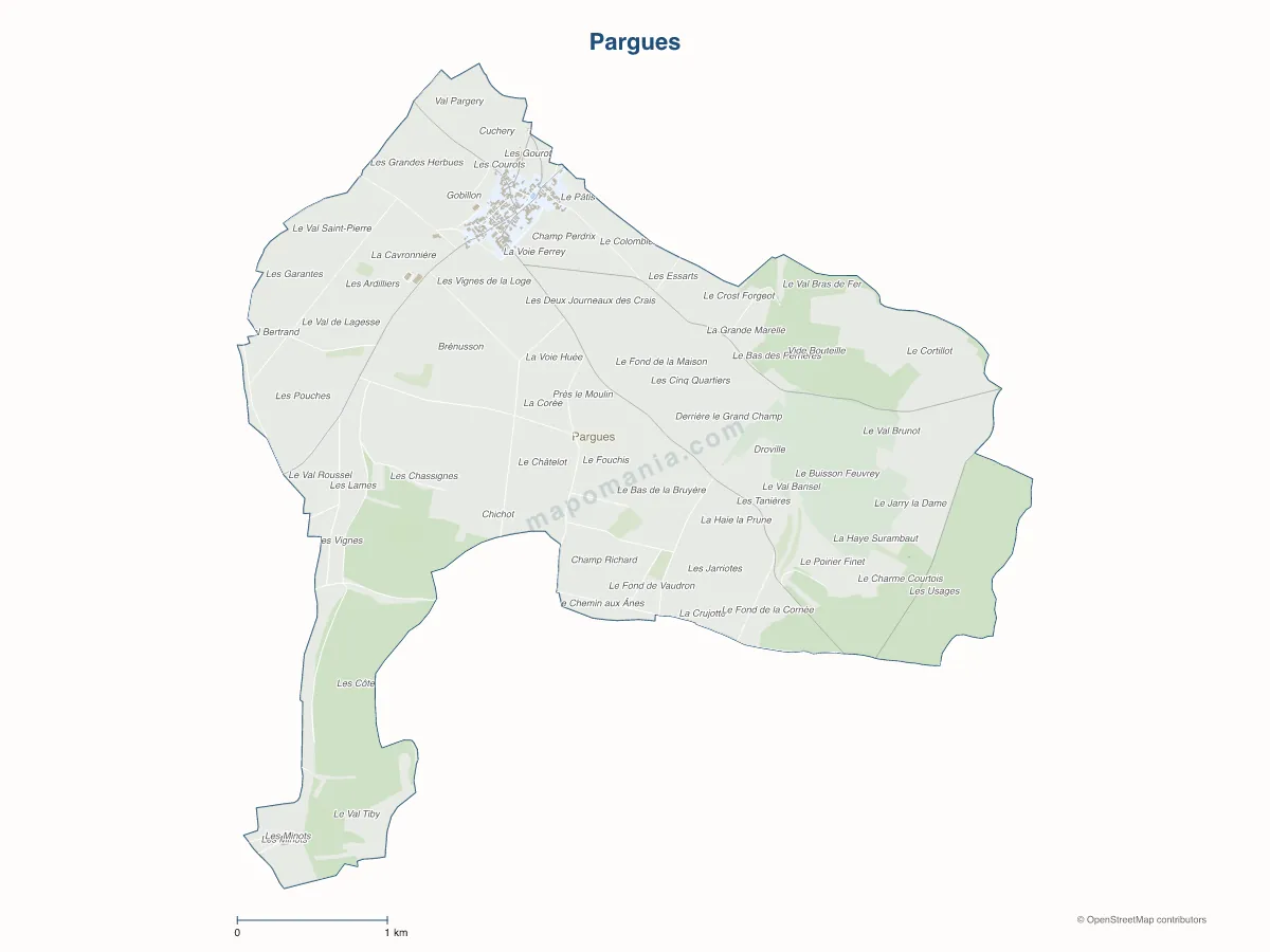 Carte de Pargues à personnaliser