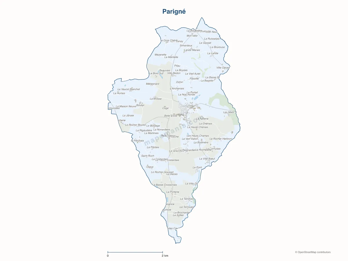 Carte de Parigné à personnaliser